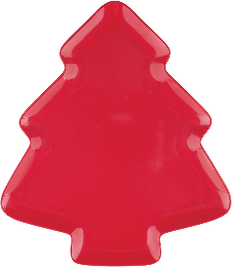 UP UPware Holiday Red Christmas Tree Shaped Melamine Dinner Plates Festive Holiday Party Plates Christmas Decor for Festive Meals Snacks and Desserts Red 1075 x 95 Inch Set of 4 - Image 4