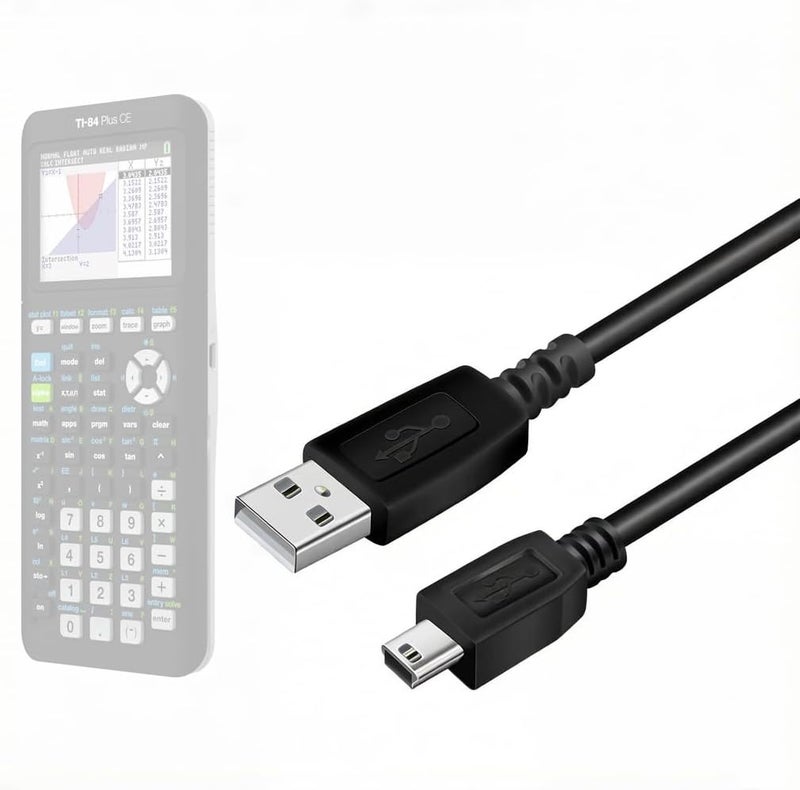 كابل شحن TI84 وشاحن لأجهزة Texas Instruments TI-84 Plus CE/C Silver Edition، وآلة حاسبة بيانية TI Nspire CX/CX CAS - Image 1