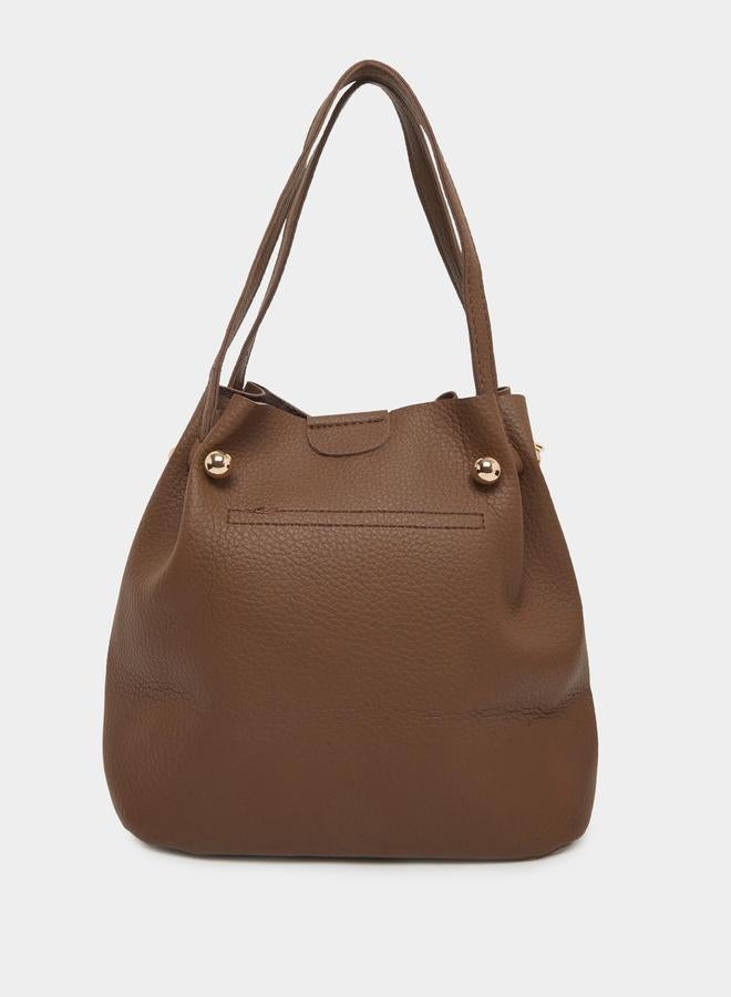 ستايلي شنطة باكيت بنية من الجلد - Image 2