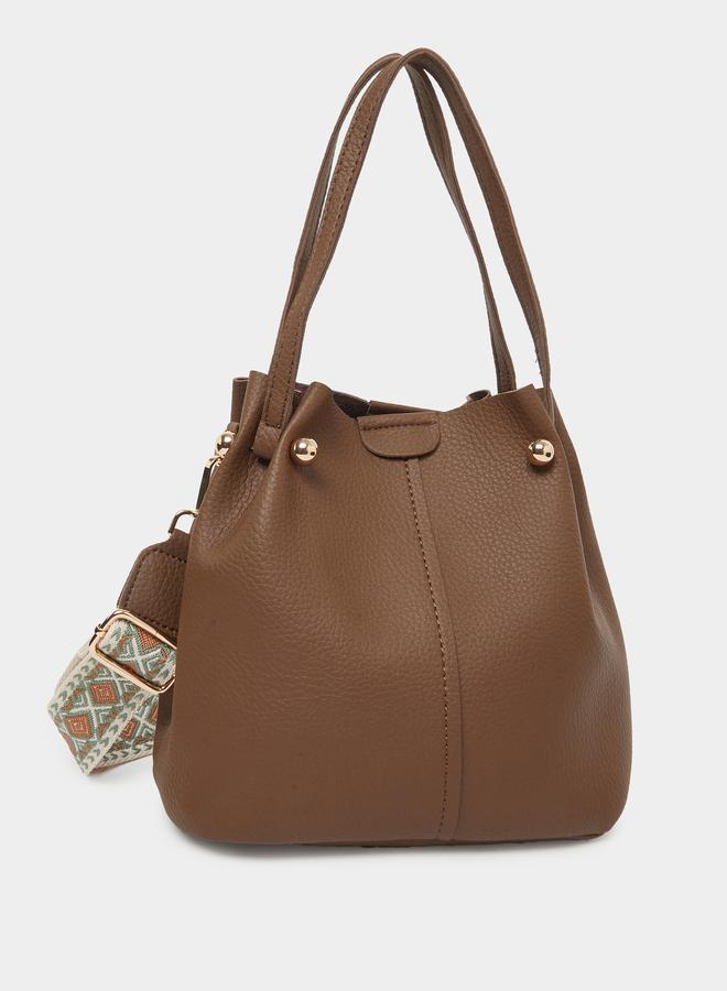 ستايلي شنطة باكيت بنية من الجلد - Image 1