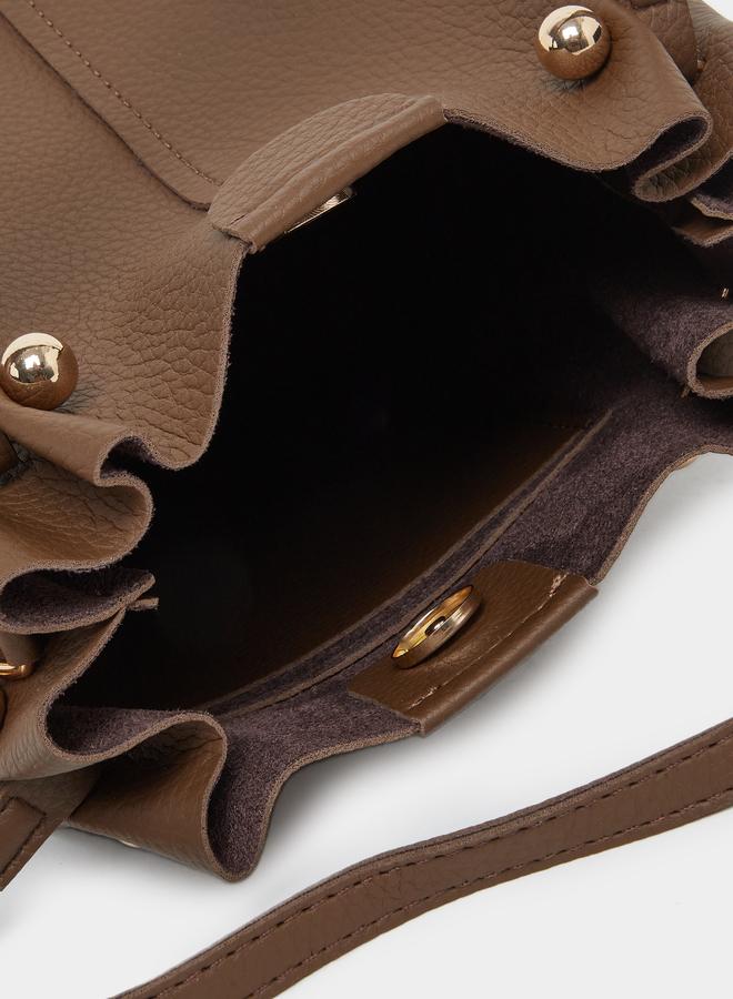 ستايلي شنطة باكيت بنية من الجلد - Image 4