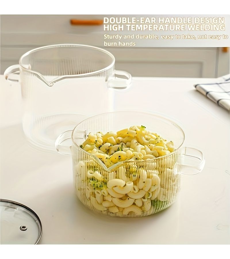 Vintage Ribbed Borosilicate Glass Stew Pot 1800ml - Image 2