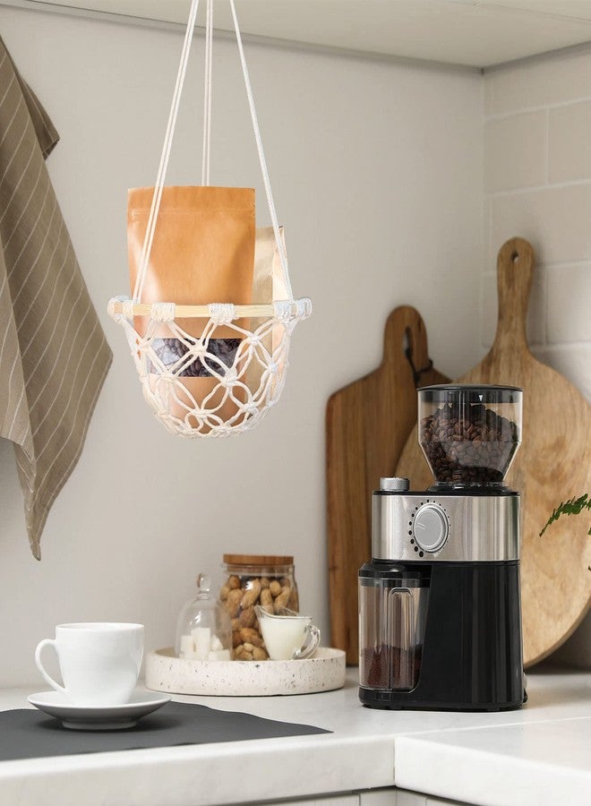ANROYE Single Tier Macrame Hanging Fruit Basket, Boho Vegetable Holder for Kichen Food Storage with Hook, Bohemian Cotton Rope Produce Organizer, Plant Hanger Deocr for Home Bathroom Bedroom Living Room - Image 5
