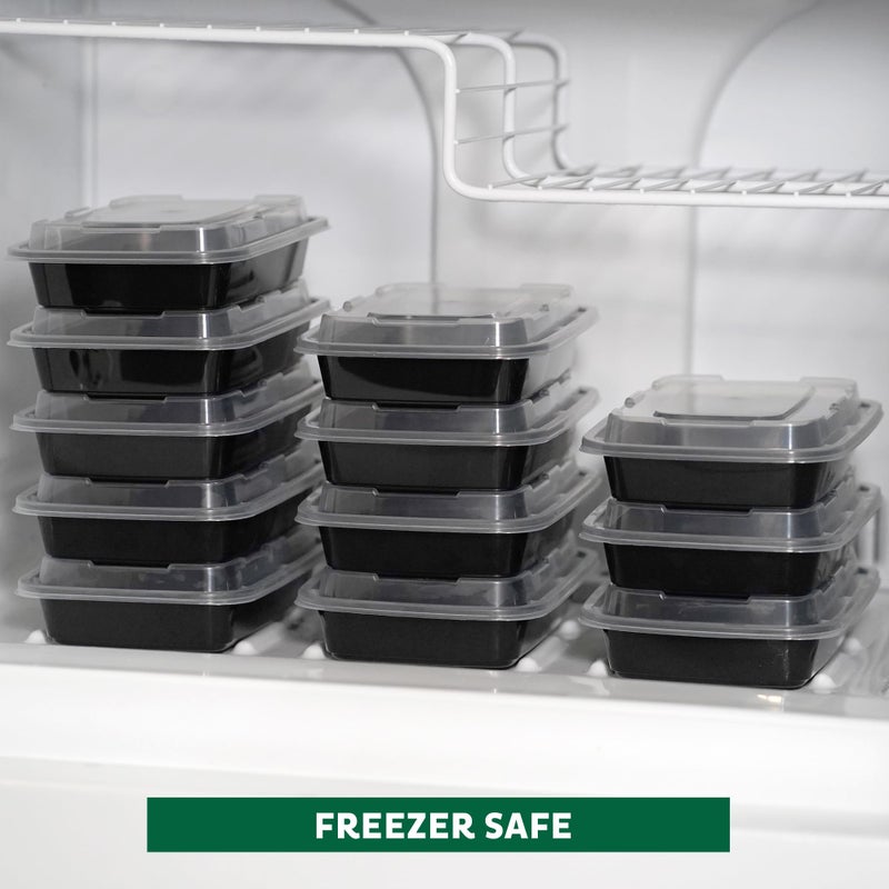 Freshware Meal Prep Containers 15 Count (Pack of 1) Compartment Food Storage Containers with Lids, Bento Box, BPA Free, Stackable, Microwave/Dishwasher/Freezer Safe (28 oz) (Color May Vary) - Image 5