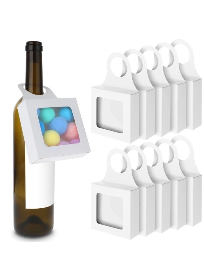10pcs Kraft Paper Wine Bottle Box Packaging with Window Handle Hanging Foldable Gift Wine Accessories Set Folding White Bag for Kitchen Restaurant Engagement Christmas Mother's Day - Image 1