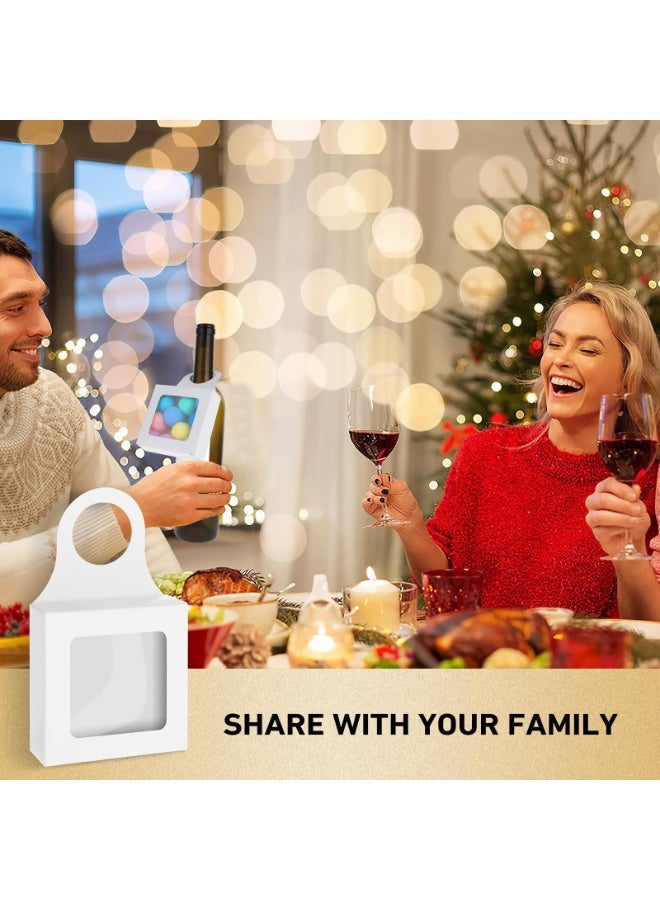10pcs Kraft Paper Wine Bottle Box Packaging with Window Handle Hanging Foldable Gift Wine Accessories Set Folding White Bag for Kitchen Restaurant Engagement Christmas Mother's Day - Image 4