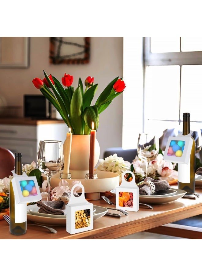10pcs Kraft Paper Wine Bottle Box Packaging with Window Handle Hanging Foldable Gift Wine Accessories Set Folding White Bag for Kitchen Restaurant Engagement Christmas Mother's Day - Image 2