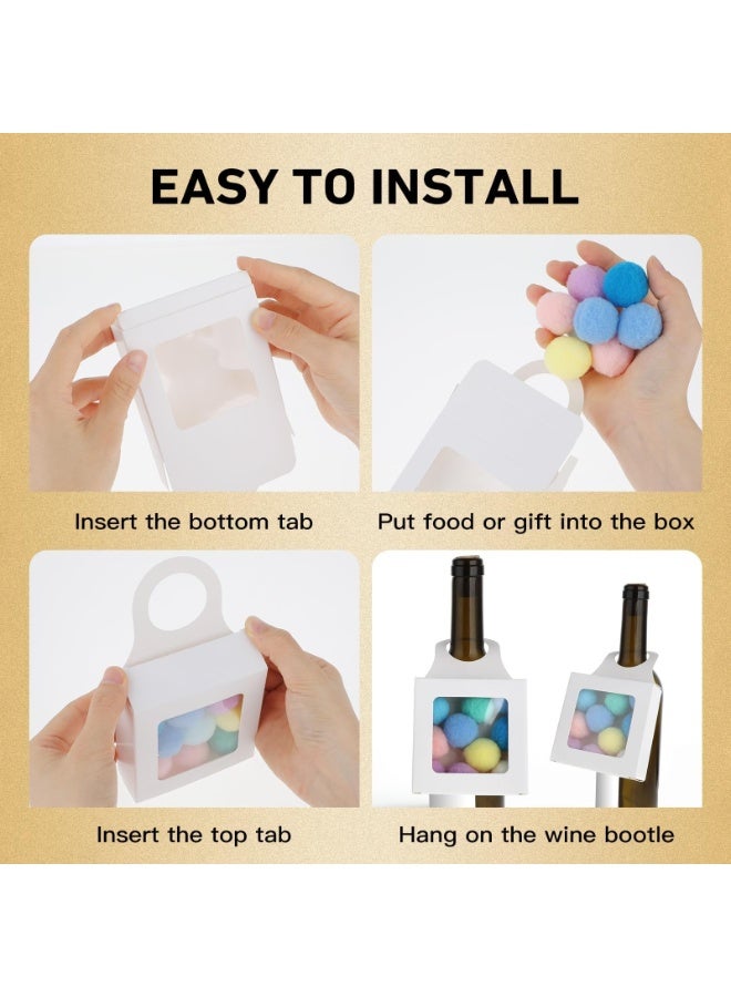 10pcs Kraft Paper Wine Bottle Box Packaging with Window Handle Hanging Foldable Gift Wine Accessories Set Folding White Bag for Kitchen Restaurant Engagement Christmas Mother's Day - Image 5