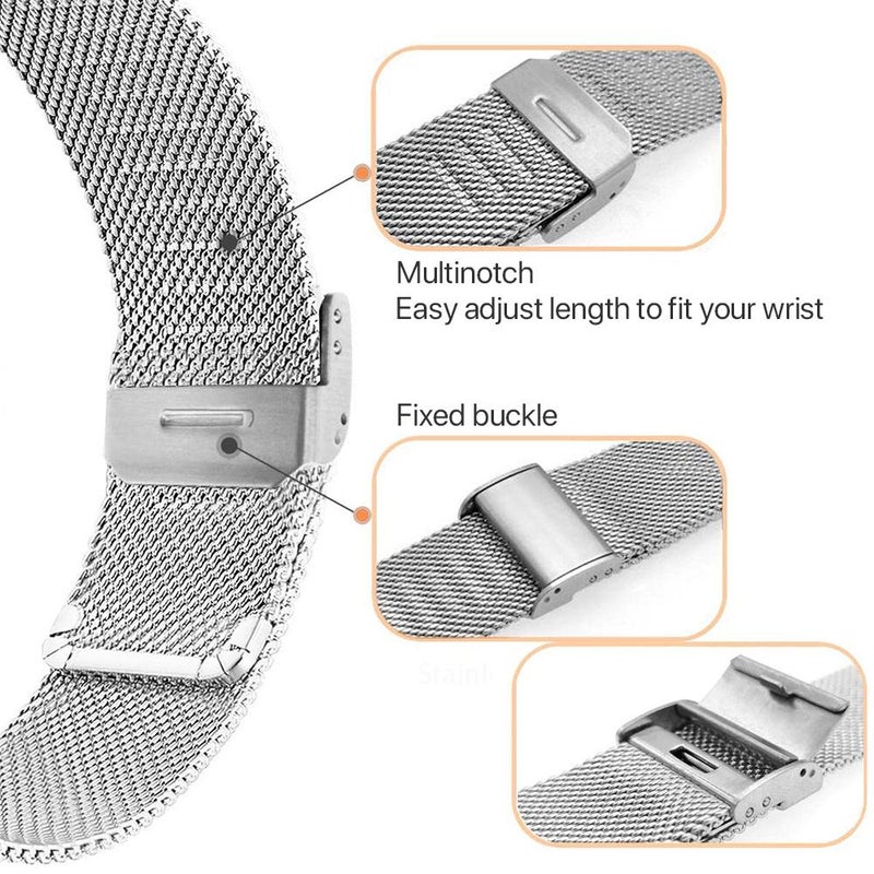 erorex For Xiaomi Smart Band 9 Pro/8 Pro/Redmi Watch 5/4 Milanese Metal Buckle Watch Band(Silver) - Image 5