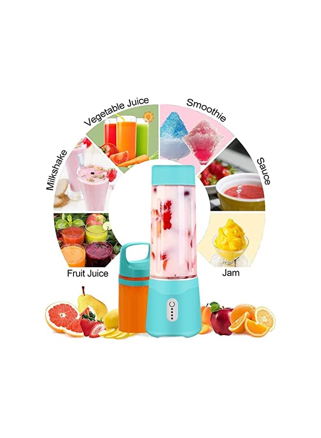 vesus Personal Blender Mini Fruit Juicer, Electric Bottle Blender for Shakes Smoothies with 2 Cup Lid 300/500ml, Handheld Travel Blender USB Rechargeable Juice Mixer Maker Cup for Sports Home Gym - Image 2