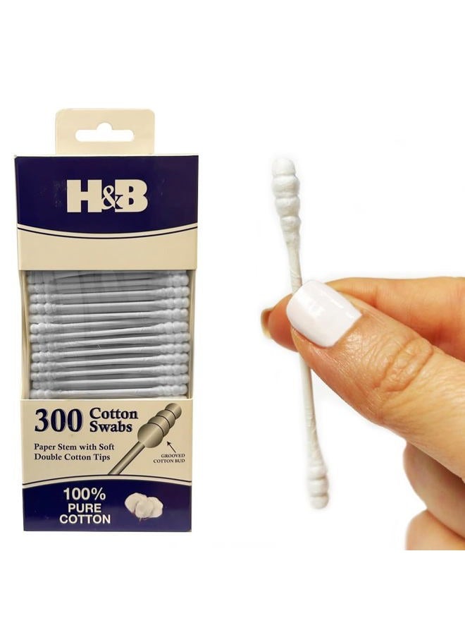 Generic 300ct Cotton Swabs Double Grooved Tipped Applicator Q Tip Safety Ear Wax Remover,White - Image 4
