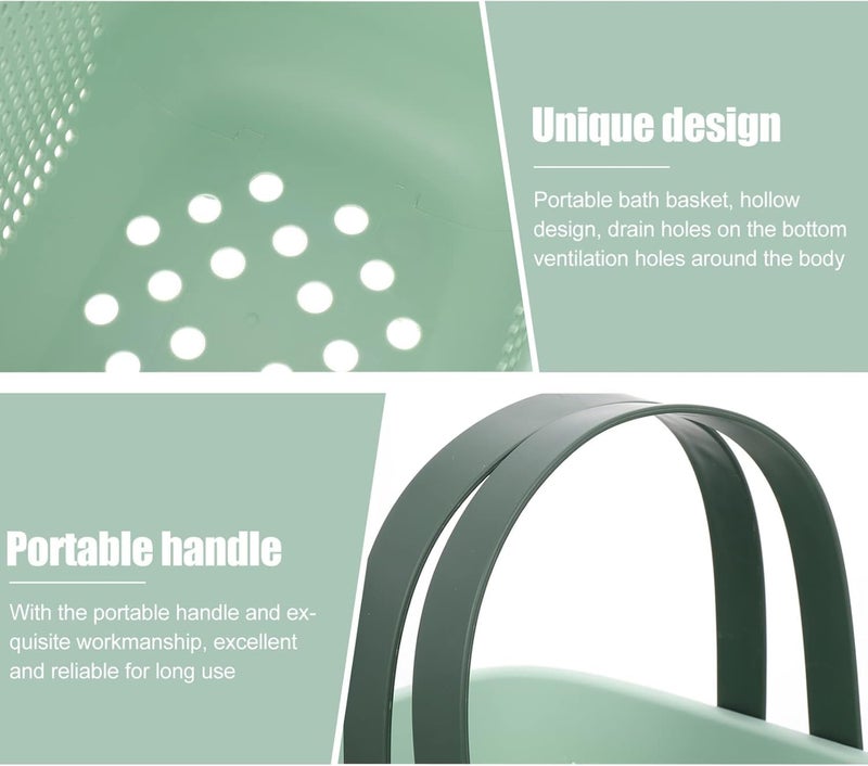 Jecrina Shower caddy with handle Bathroom organizer basket Portable toiletries container Multipurpose shower tote Drainage storage Compact dorm Green bin Plastic - Image 3