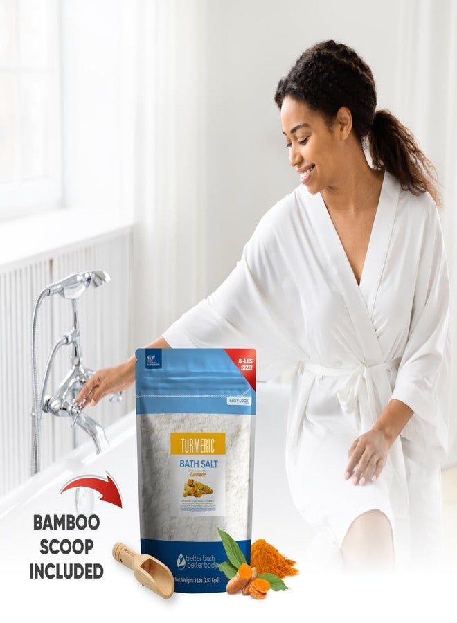 Better Bath Better Body Turmeric Bath Salt 128 Ounces (8 Lbs) Large Bag USP Epsom Salt with Natural Turmeric Essential Oil Plus Vitamin C in BPA Free Pouch with Easy Press Lock Seal Made in USA - Image 2