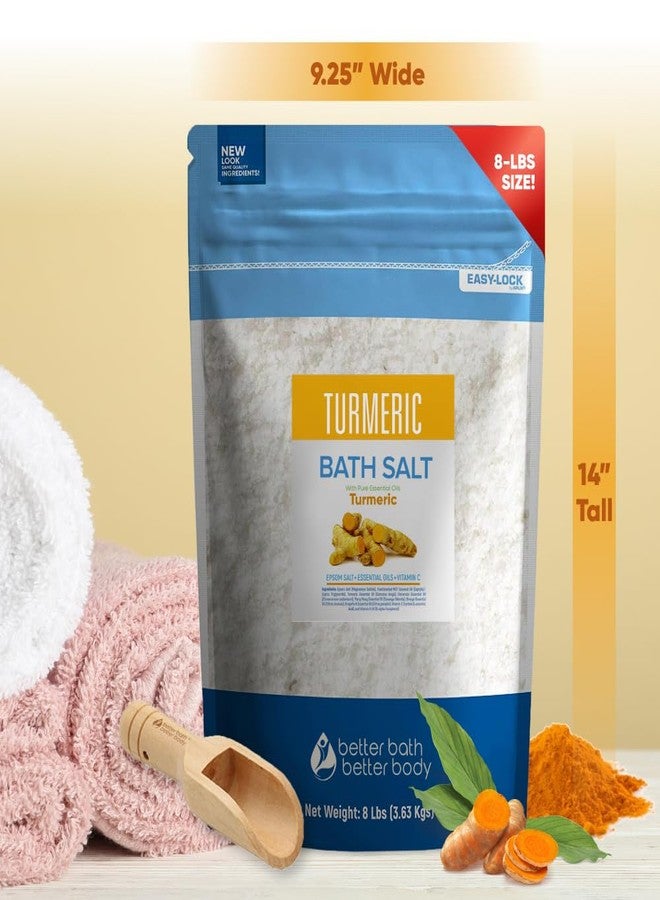 Better Bath Better Body Turmeric Bath Salt 128 Ounces (8 Lbs) Large Bag USP Epsom Salt with Natural Turmeric Essential Oil Plus Vitamin C in BPA Free Pouch with Easy Press Lock Seal Made in USA - Image 5