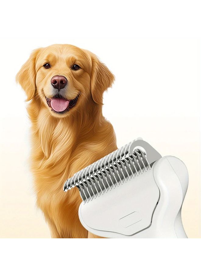 Stainless Steel Dog Thinning Brush White One Click Knot Opener Ergonomic Handle Grooming Comb For Shedding Long Haired Breeds German Shepherd Pets Professional Vet Supplies Durable Manual - Image 5