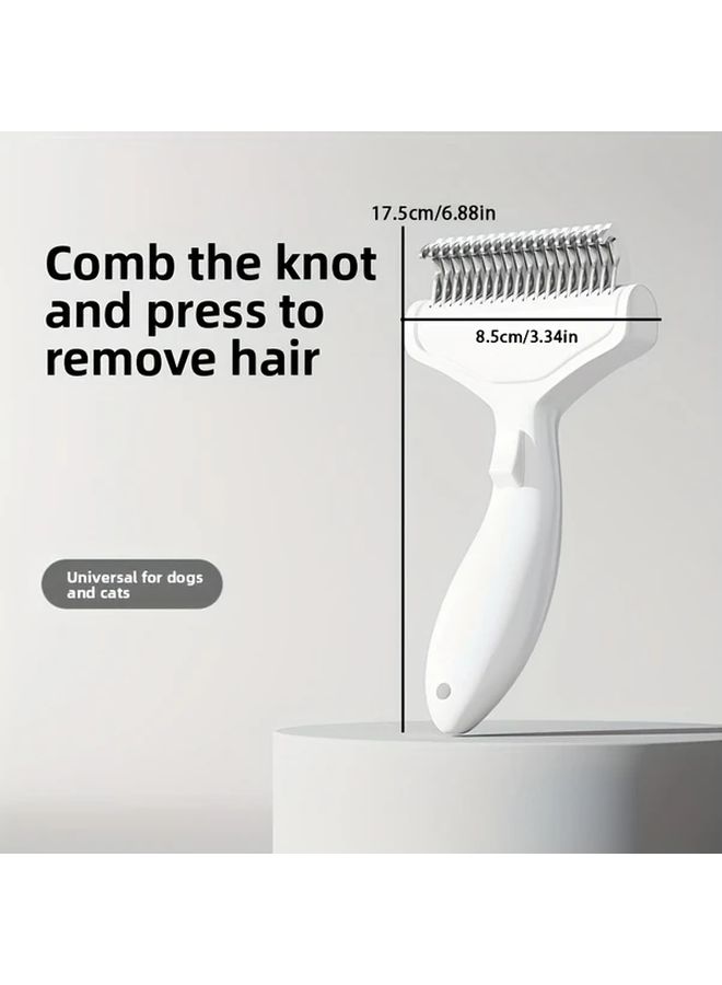 Stainless Steel Dog Thinning Brush White One Click Knot Opener Ergonomic Handle Grooming Comb For Shedding Long Haired Breeds German Shepherd Pets Professional Vet Supplies Durable Manual - Image 2