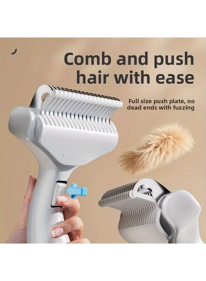 Stainless Steel Dog Thinning Brush White One Click Knot Opener Ergonomic Handle Grooming Comb For Shedding Long Haired Breeds German Shepherd Pets Professional Vet Supplies Durable Manual - Image 3