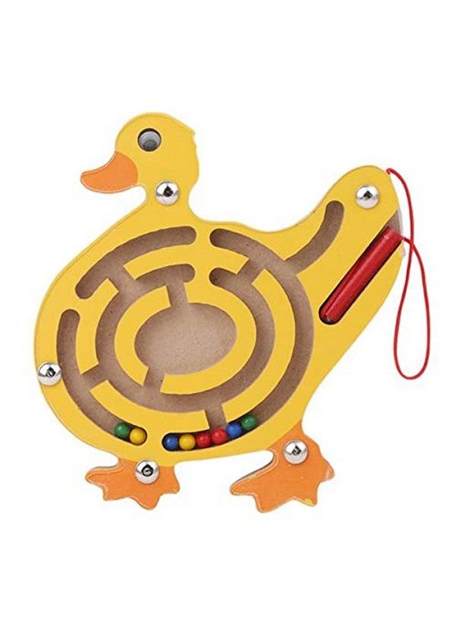 لعبة لوحية تعليمية على شكل متاهة خشبية من الخرز المغناطيسي (بطة)