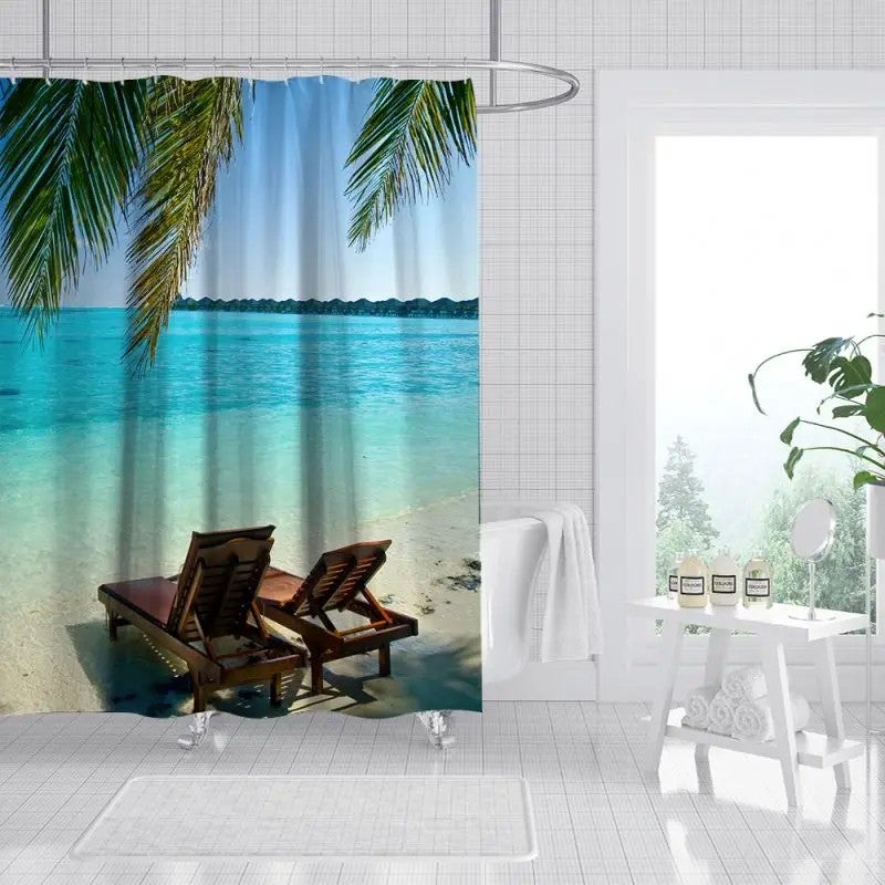 Bluejw 3D Bathroom Shower Curtain Sets With Rugs Shower Curtain Set - Image 2