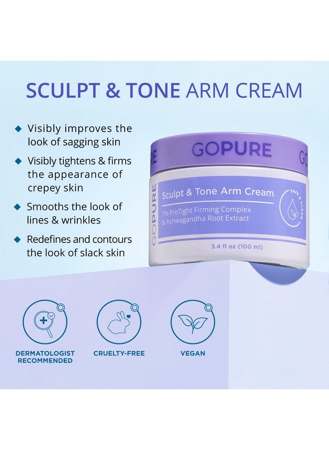 كريم شد وتقوية الذراعين من goPure Sculpt & Tone - كريم شد وتقوية الذراعين، ينعم مظهر التجاعيد، يرطب بعمق، يقوي مظهر الملمس المجعد على الذراعين