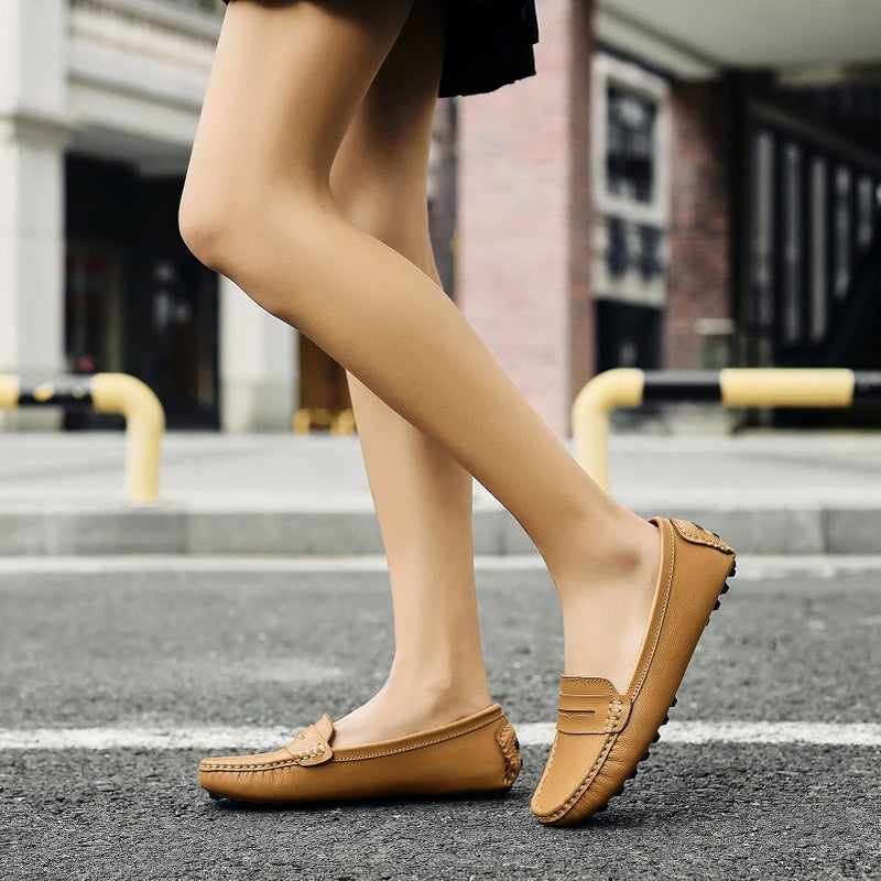 Artisure Women's Classic Handsewn Brown Genuine Leather Penny Loafers Driving Moccasins Casual Boat Shoes Slip On Fashion Office Comfort Flats 7 M US SKS-1221ZON070 - Image 2