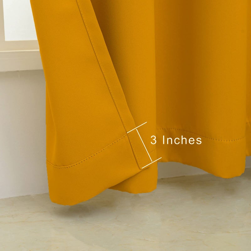 Pickluc Grommet Blackout Curtains 84 Inches Long 2 Panels, Light Blocking Window Drapes for Living Room, Thermal Insulated, Noise Reduction, Mustard Yellow, 52" Wide x 84" Length - Image 4