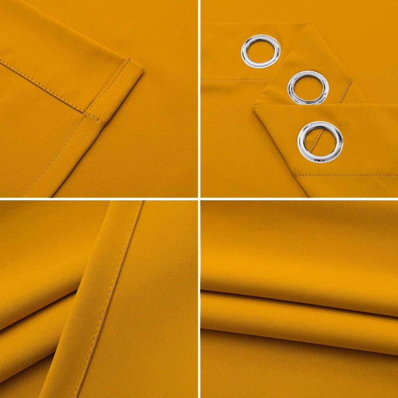 Pickluc Grommet Blackout Curtains 84 Inches Long 2 Panels, Light Blocking Window Drapes for Living Room, Thermal Insulated, Noise Reduction, Mustard Yellow, 52" Wide x 84" Length - Image 5