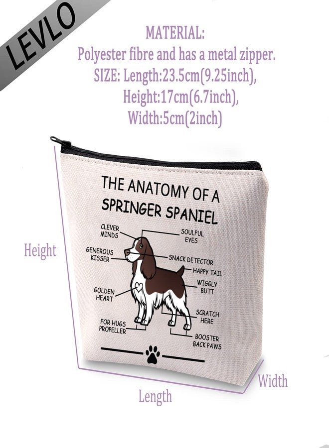 LEVLO Funny Springer Dog Lovers Gifts The Anatomy of A Springer Spaniel Cosmetic Bags Sporting Dog Veterinary Mom Travel Toiletry Bags (Springer Spaniel) - Image 2