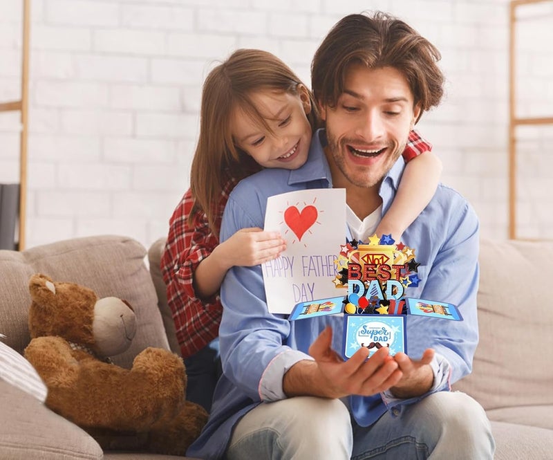 كاست ويف بطاقة منبثقة لعيد الأب من الابنة والابن، بطاقة عيد ميلاد ثلاثية الأبعاد لأفضل أب خارق، هدية عيد الأب للأب، الزوج، الجد، الرجال، مع ظرف - Image 5
