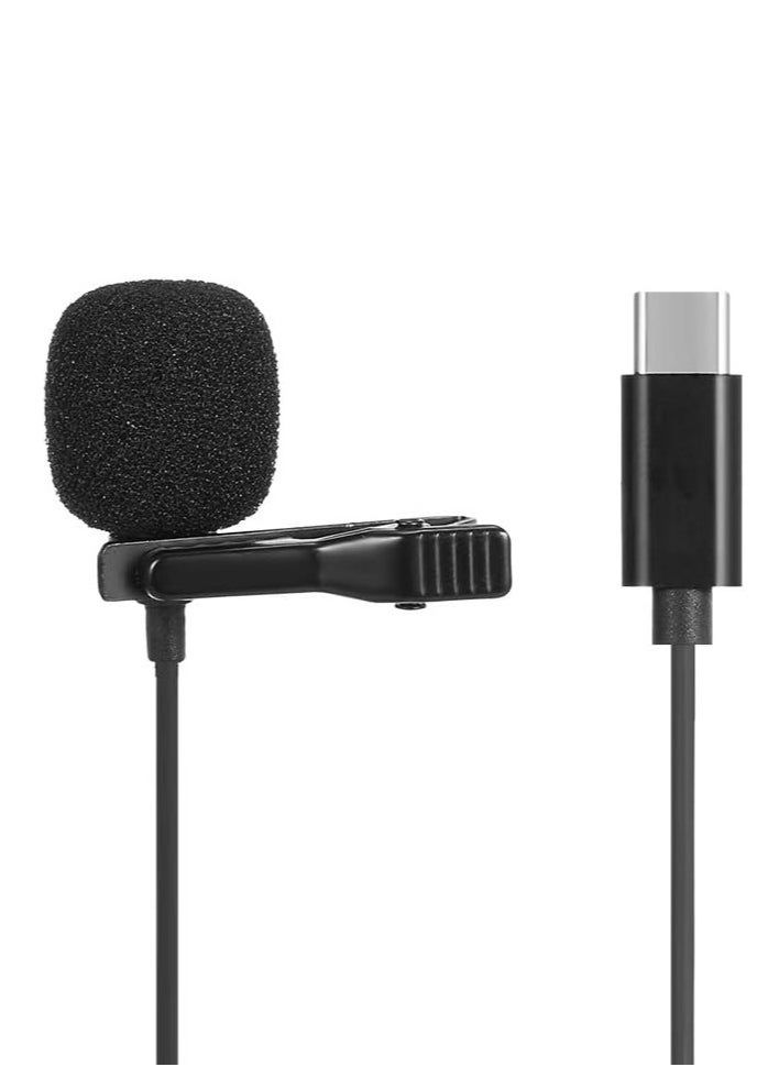Generic JH-042 Type-C Single Lavalier Condenser Microphone for Kids, Super Loud Microphone for Video Voice Recording, Black, Wired  - Image 1