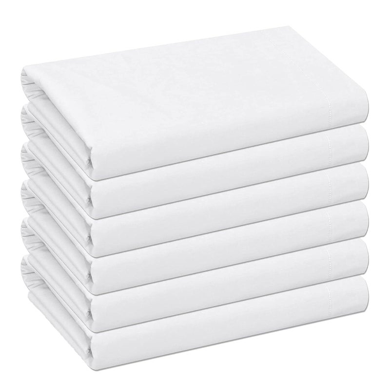 ZOYER ZOYER Flat Sheets Only Twin Size  6 Pack Double Brushed Microfiber Twin Bed Sheets Extra Soft Fade Resistant  Breathable for All Seasons White Top Massage Sheet Set 