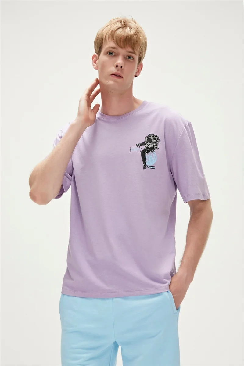 Bad Bear Re-Life Recycle Lavender Purple T-Shirt Printed Men's T-Shirt10