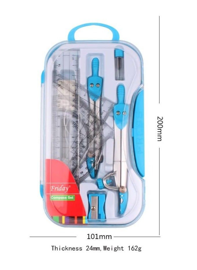 Fanski - Math Geometry Kit Sets 10 Piece Student Supplies with Shatterproof Storage Box for Drafting and Drawings - Image 1