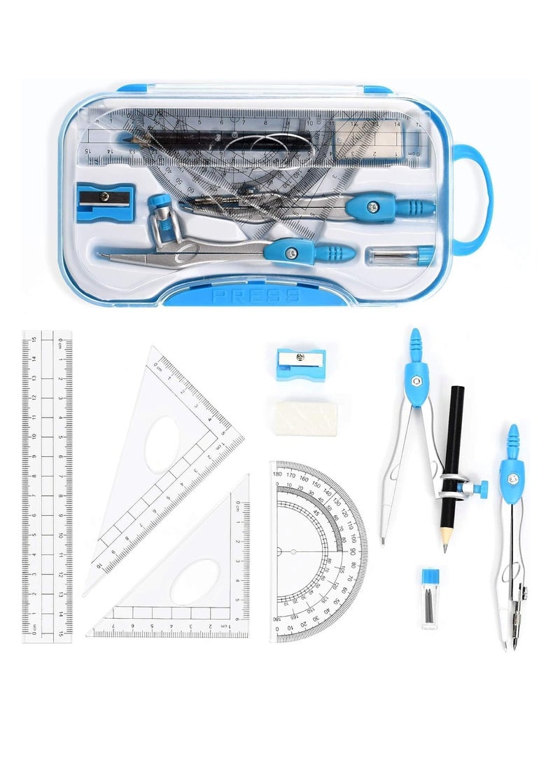 Fanski - Math Geometry Kit Sets 10 Piece Student Supplies with Shatterproof Storage Box for Drafting and Drawings - Image 1