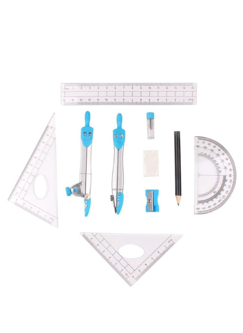 Fanski - Math Geometry Kit Sets 10 Piece Student Supplies with Shatterproof Storage Box for Drafting and Drawings - Image 1