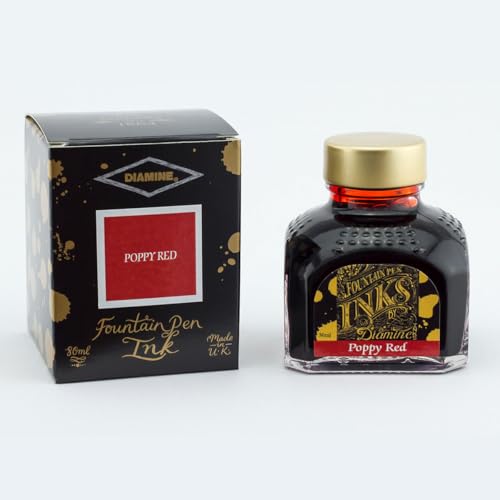 Diamine Fountain Pen Ink, 80 ml Bottle, Poppy Red - Image 3