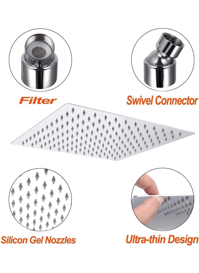 ERATO ERATO Stainless Steel 304 Mirror Square 4x4 Inch Rain Shower Head High Pressure Rainfall Shower Head For Bathroom Ultra Slim Shower Head  - Image 5
