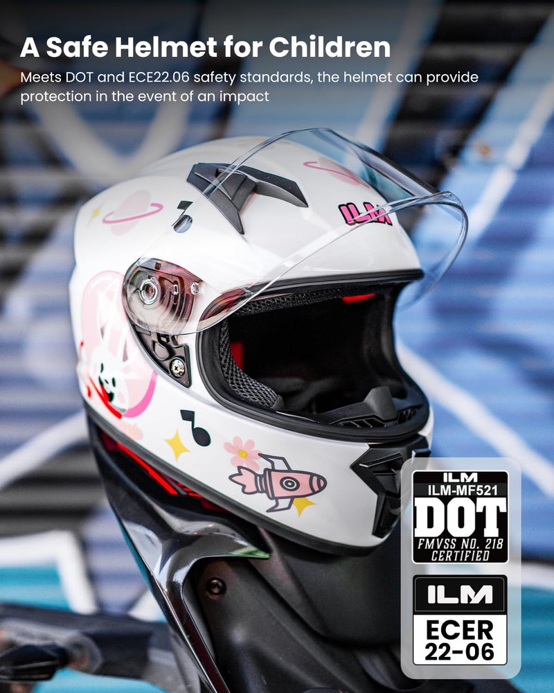 ILM Youth Kids Full Face Motorcycle Helmets DOT ECE Motocross ATV Dirt Bike Street Helmet Model MF521 - Image 2