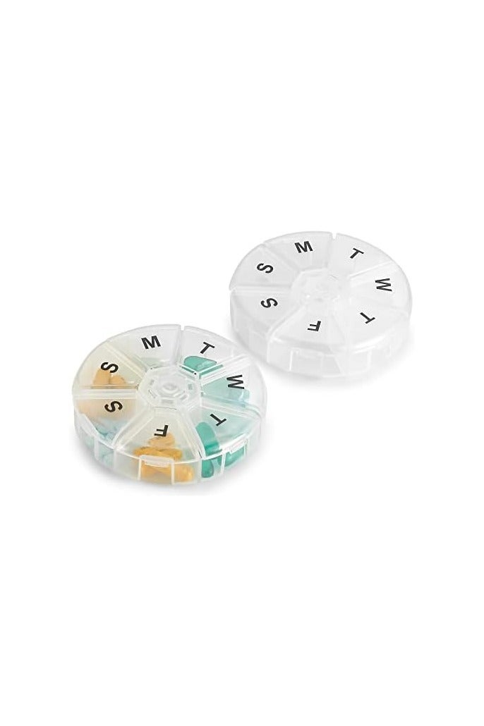 Weekly 7-Day Pill Organizer | Portable Circular Medicine Box with 7 Compartments for Daily Use | Travel Pill Case for Vitamins & Tablets | Compact Pill Holder for Home and On-the-Go Storage | Durable & Efficient