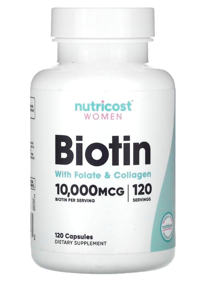 Nutricost Women Biotin With Folate & Collagen 10000 mcg 120 Capsules