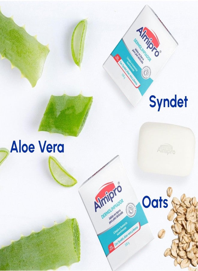 almipro Face & Body Cleanser Bar with syndet, Oatmeal and Aloe Vera for Sensitive Skin | Wash Soap Bars | 3.5 oz, Pack of 3| For All Skin Types. - Image 4