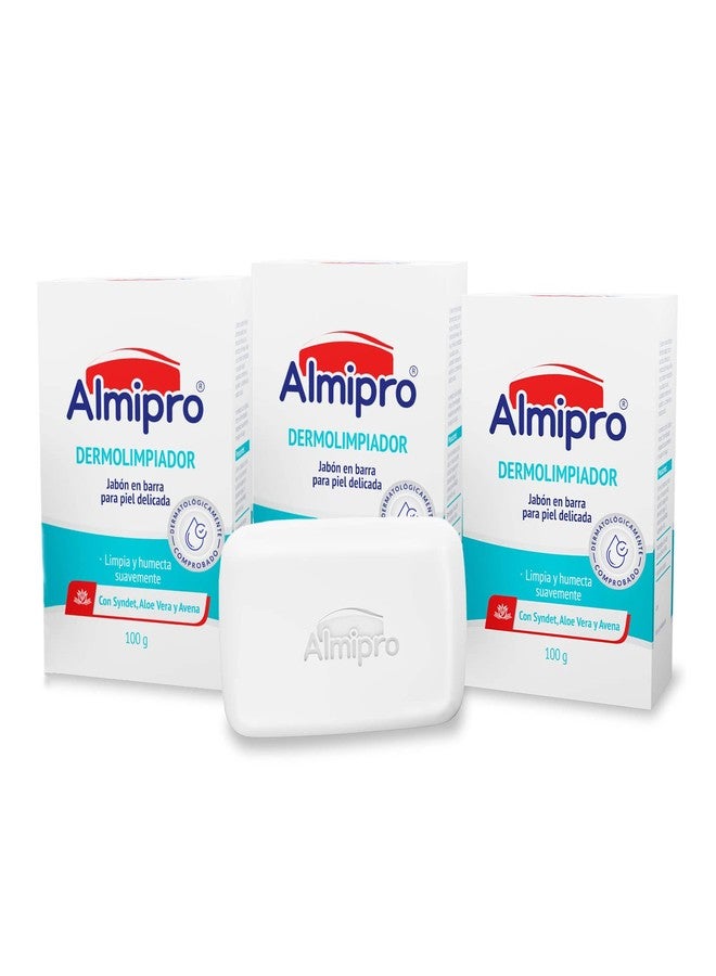 almipro Face & Body Cleanser Bar with syndet, Oatmeal and Aloe Vera for Sensitive Skin | Wash Soap Bars | 3.5 oz, Pack of 3| For All Skin Types. - Image 1