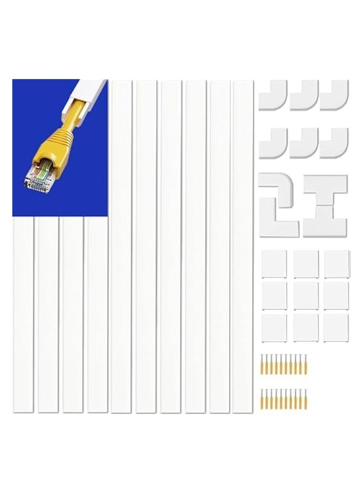 erorex 400cm Cable Cover for TV Cable,Self Adhesive Pvc Trunking White,Cord Cover Concealer On-Wall Wire Cable Hider Cable Management  - Image 1
