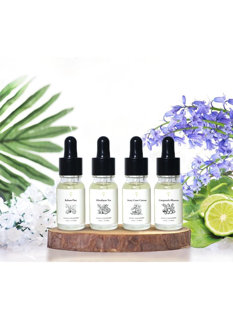 Pristine PRISTINE Top 4 Signature Blend Essential Oils 4 Pcs Set for Electronic Diffuser for Home, Humidifier, Aromatherapy fragrance for home(Himalayan Tea, Campanula Blossom, Balsam Pine, Ivory Coast Cotton) 