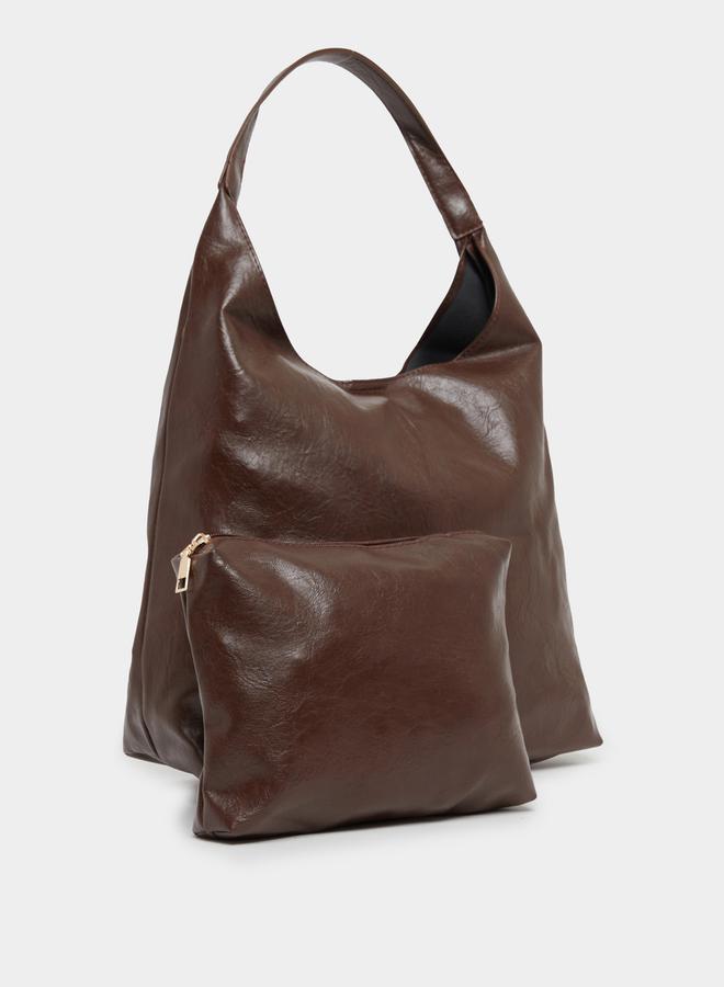 Styli Textured Tote Bag with Pouch  - Image 2