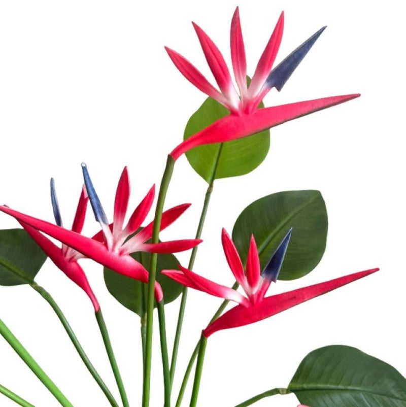 Corkwaw 8 Pack 21-1/2 Inch Artificial Flowers Bird of Paradise,Green Plant for Home Garden Decoration Office Verandah Wedding Decorations (Red) - Image 2