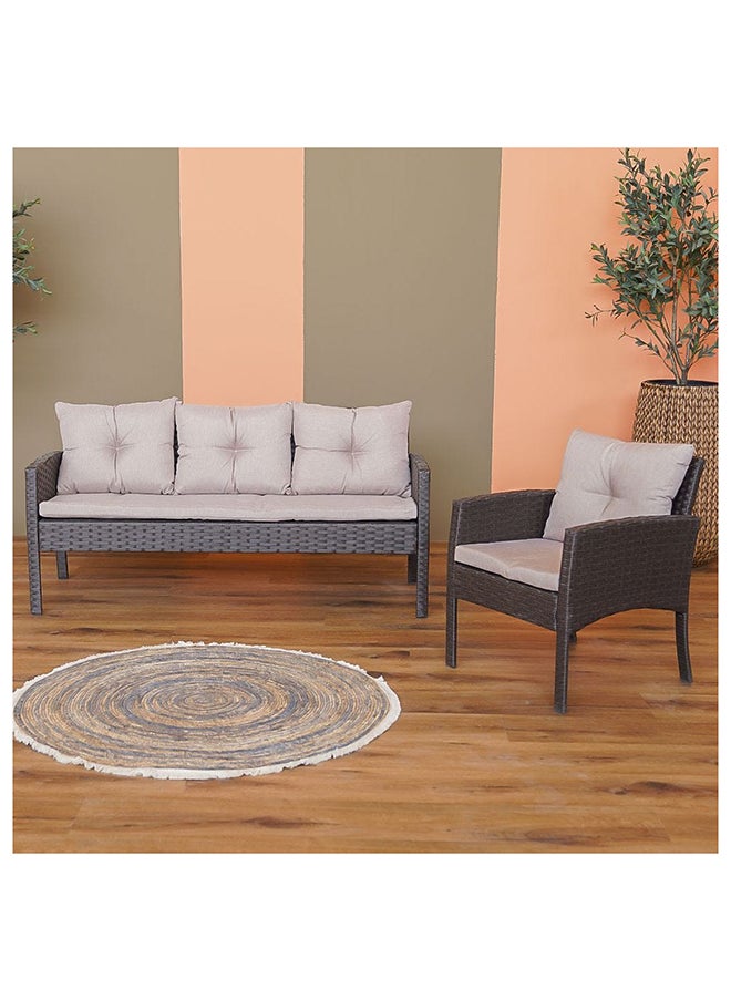 DANUBE HOME - Sara 7 Seater Outdoor Sofa Set Steel Frame Garden Furniture Modern Design Lounge Sofa Sets 6 Pieces Outdoor Seating Table And Chairs Set For Patio Balcony Lawn Yard Beige - Image 1