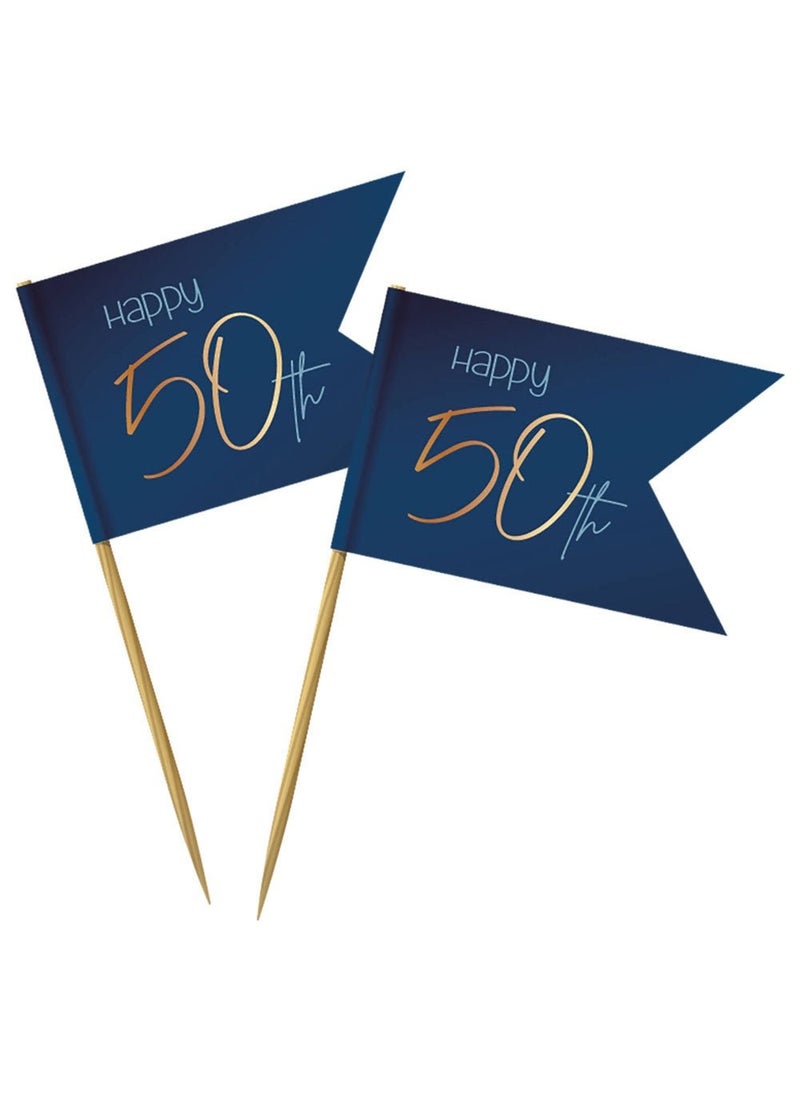 50-Years Birthday Anniversary Picks Blue 6.5cm 36-Pack