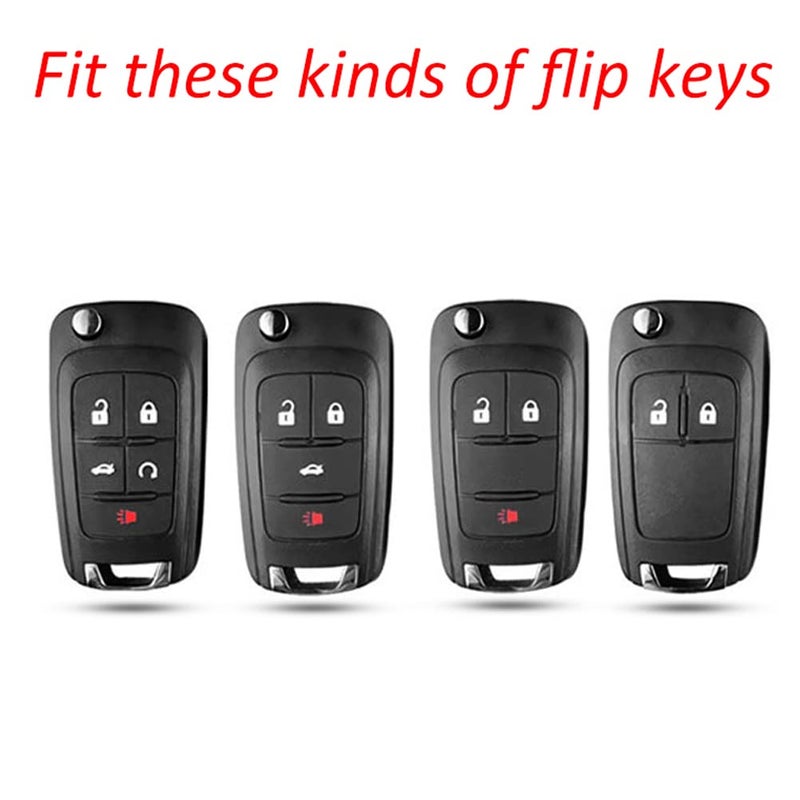 Cacacar for Chevy Key Fob Cover with Keychain, Premium TPU Full Protection Key Fob Case for Equinox Camaro Cruze Malibu Sonic Impala Buick Terrain (5 Buttons Black) - Image 2