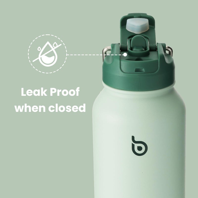 BOTTLE BOTTLE 32 oz Insulated Water Bottle Stainless Steel Sport Water Bottle with Straw Dual-use Lid Design for Gym with Pill Box (green) - Image 4